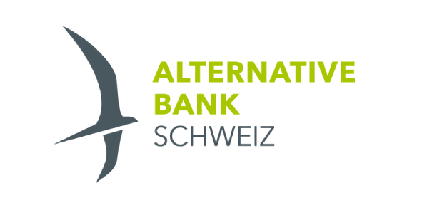 Alternative Bank Switzerland logo, featuring a bird on the left side followed by the name of the bank