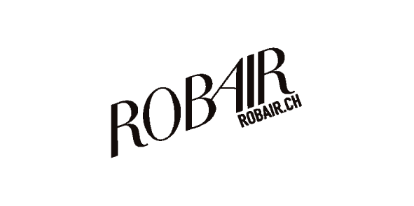 Robair logo featuring the word ROBAIR slanted upwards with ROBAIR.CH underneath.